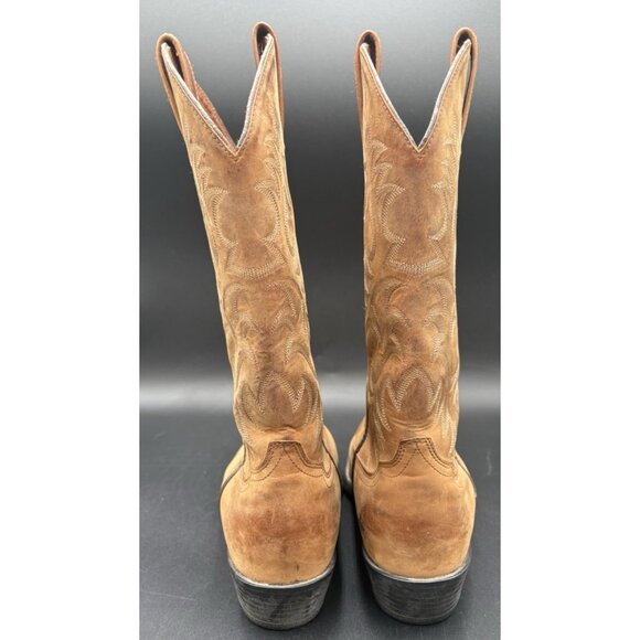 Ariat Western Cowboy Boots Mens 10D Heritage Stockman Distressed Brown Work GUC - Picture 7 of 16